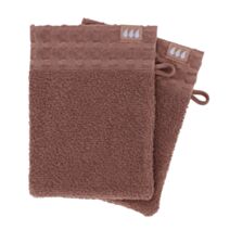 2 gants de toilette 15 x 21cm 100% coton caramel - TENDANCE