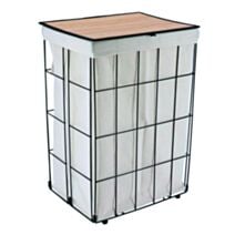 Panière à linge pliable métal/bambou naturel - TENDANCE