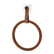 Porte serviettes sticker arrondi bambou/simili cuir caramel - TENDANCE