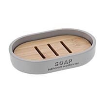 Porte savon polyrésine bambou/gris clair - TENDANCE