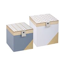 Set 2 boîtes carrées Izumi 17 et 14 cm cm grises