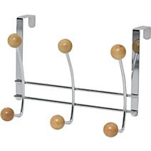 Patère métal 6 crochets bois chrome/bois - TENDANCE