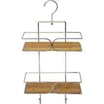 Serviteur fil métal/2 étagères bambou chrome/bambou - TENDANCE