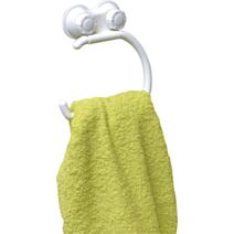 Porte serviettes forme arrondie sur ventouses - blanc