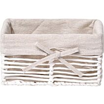 Panière petit modèle en papier structure métal - blanc / tissu lin
