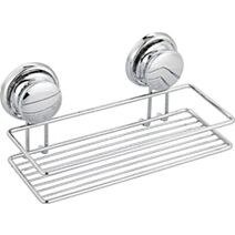 Panier rectangulaire métal sur ventouses - chrome