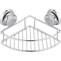 Étagère d'angle métal avec ventouses - chrome