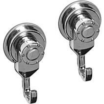 Set de 2 crochets ABS sur ventouses - chrome
