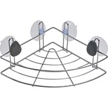 Étagère métal d'angle sur 4 ventouses/2 déco - galet gris