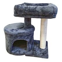 Arbre à chat 1 niveau grotte plateforme 49 x 32 x 51 cm peluche grise - ZAMIBO