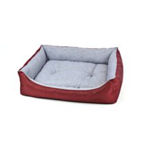 Panier polyester coussin amovible 70 x 85 cm tissu oxford bordeaux gris - ZAMIBO