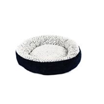 Coussin rond velours côtélé tour bleu intérieur bouclé gris 50 x 15 cm - ZAMIBO