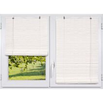Store enrouleur PE effet rotin 150 x 180 cm blanc - LUANCE