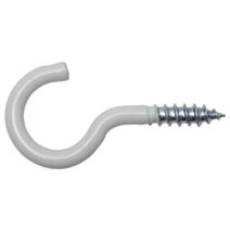 Crochet à visser Revêtement plastique blanc acier 3,0 x 30 mm