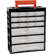 Casier de rangement 17 tiroirs 31,8 x 13,5 x 38 cm noir/transparent - TOOD