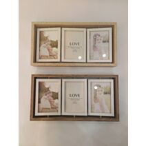 Pèle-mêle 3 photos Love 45 x 25 cm bois marron 2 assortiments