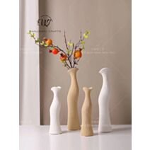 Vase forme allongée 7 x 25,5 cm céramique marron clair