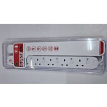 Rallonge 6 voies à protection surtension 4W 13A 2 m - MASTERPLUG