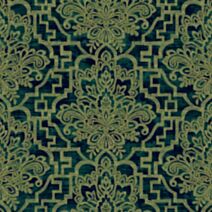Papier peint vinyle intissé Damask trelis vert 0,53 x 10 m - GRANDECO