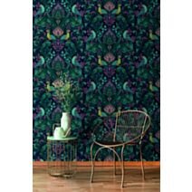 Papier peint vinyle intissé Opulent Damask bleu 0,53 x 10 m - GRANDECO