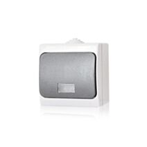 Poussoir à bascule lumineu x  apparent étanche gris  - INGELEC TROPIC