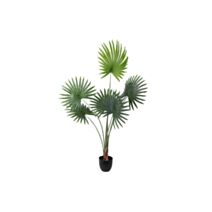 Plante artificielle 120 cm-6 feuilles, pot plastique cimenté