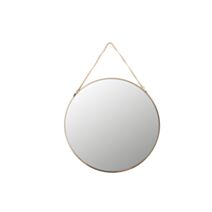Miroir à suspendre rond en métal Ø30 cm doré
