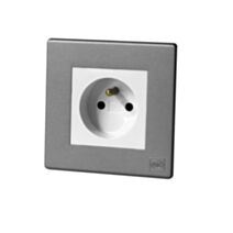 Prise de courant avec terre 16A blanc avec plaque anthracite avant - MK HONEYWELL