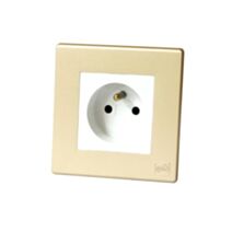 Prise de courant avec terre 16A blanc avec plaque champagne avant - MK HONEYWELL