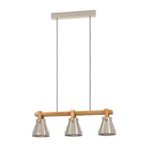 Suspension Cawton 76 x 16 cm 3 x E27 40W acier marron rustique - EGLO