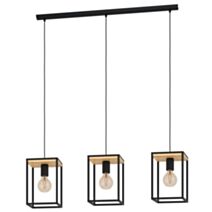 Suspension Libertad 88 x 18 cm 3 x E27 40W bois/acier noir - EGLO