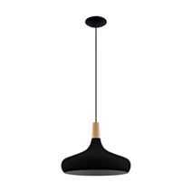 Suspension Sabinar Ø40 cm E27 40W bois/acier noir - EGLO