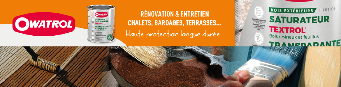 Découvrez tous les produits Owatrol : antirouille Rustol, saturateur Textrol, degrippant Transyl, rénovateur Polytrol, dégriseur Net-Trol, etc.